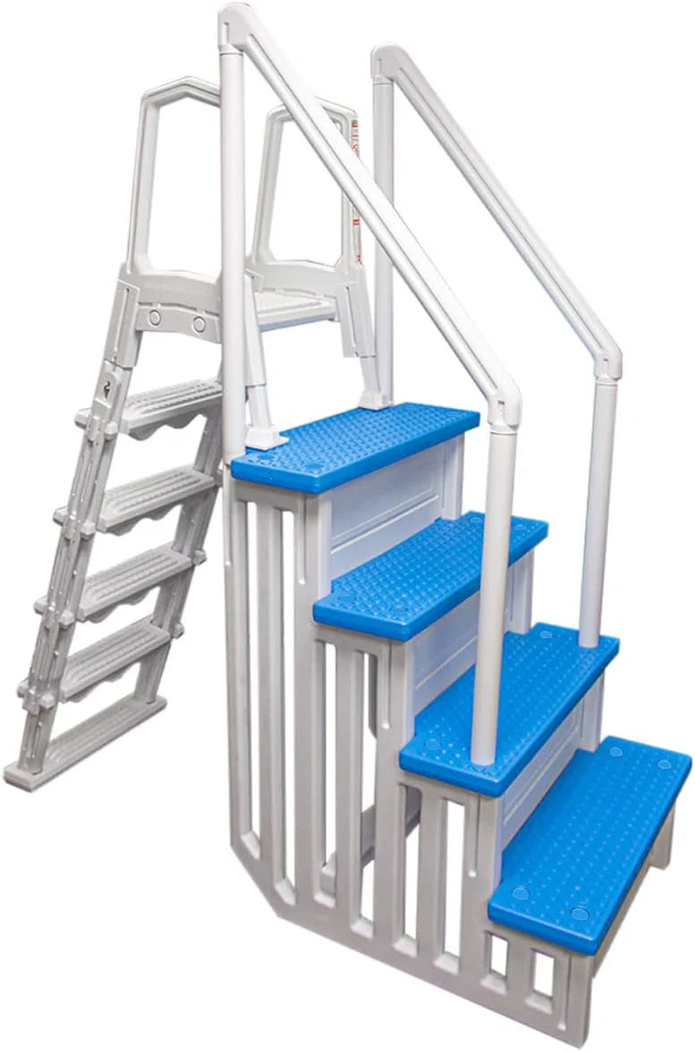 Select Anti-Slip in-Pool Steps, Gray, For Above Ground Swimming Pools, Can Mount To Decks 48 In. To 54 In. H, Safety Stairs Capacity Up To 300 Lbs