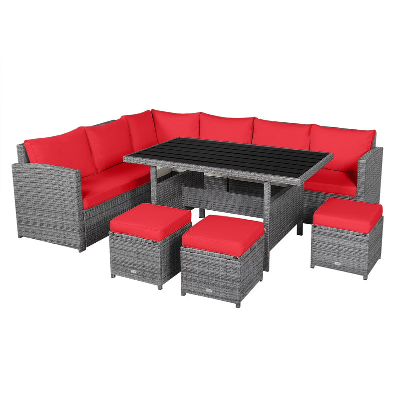 7-piece Outdoor Rattan Patio Furniture Set Black