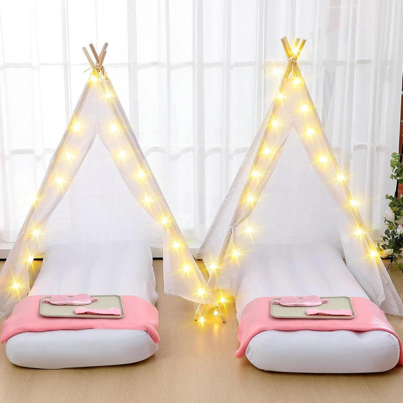 Windyun 8-Pack Kids Teepee Tent Set, Sleepover Party, White