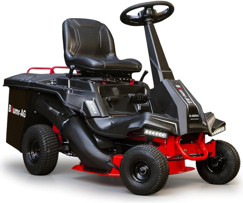 Baumr-AG 24-Inch Ride-On Lawn Mower, 6HP Electric Start, 224cc Engine, Adjustable Heights, Includes Catcher And Mulch Kit