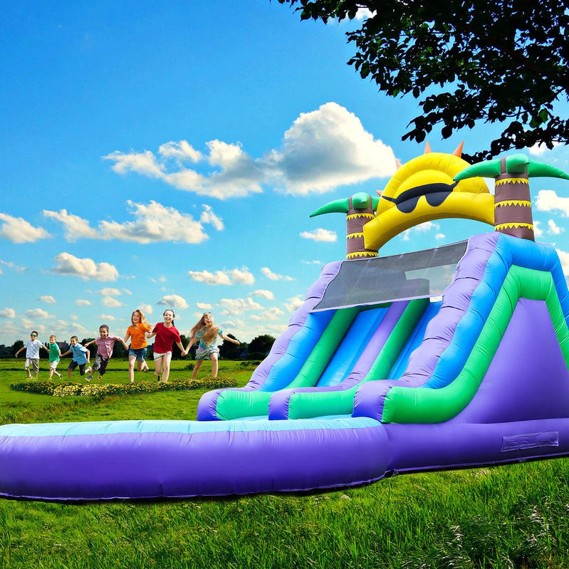 Relunch 26 Ft. Inflatable Double Water Slide For Kids And Adults, PVC Inflatable Water Park With Blower