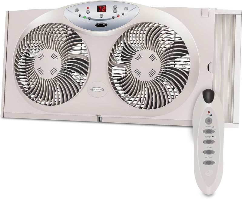 Bionaire 8.5 In. Twin Window Fan With Reversible Airflow 3 Speeds Remote Control