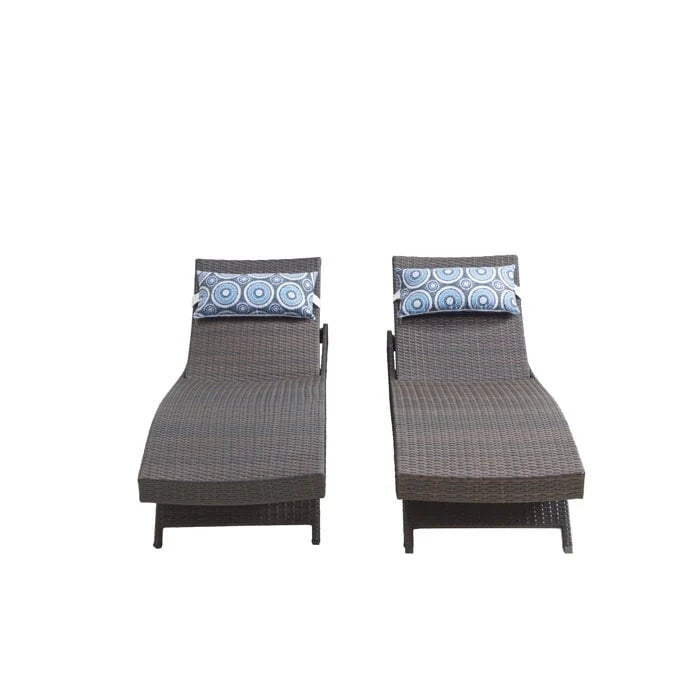 All Weather Wicker Chaise Lounge, Set Of 2