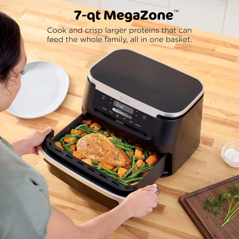 Ninja Foodi 10QT 6-in-1 DualZone Smart XL Air Fryer, 2 Independent 5QT Baskets, Smart Cook Thermometer, Match Cook, Smart Finish, Air Fry, DZ550