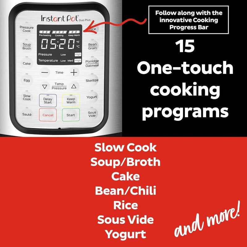 9-in-1 Multicooker, Pressure Cooker, Slow Cook, Rice Maker, Steamer, Sauté, Yogurt, Warmer And Sterilizer, Includes App With Over 800 Recipes