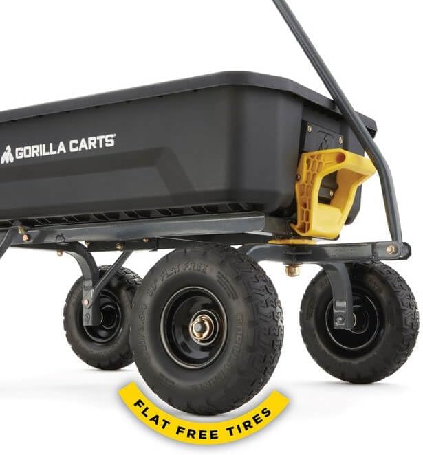 7GCG-NF Heavy-Duty Poly Dump Garden Cart With No-Flat Tires, 7 Cu. Ft., 1200-Pound Capacity, Black
