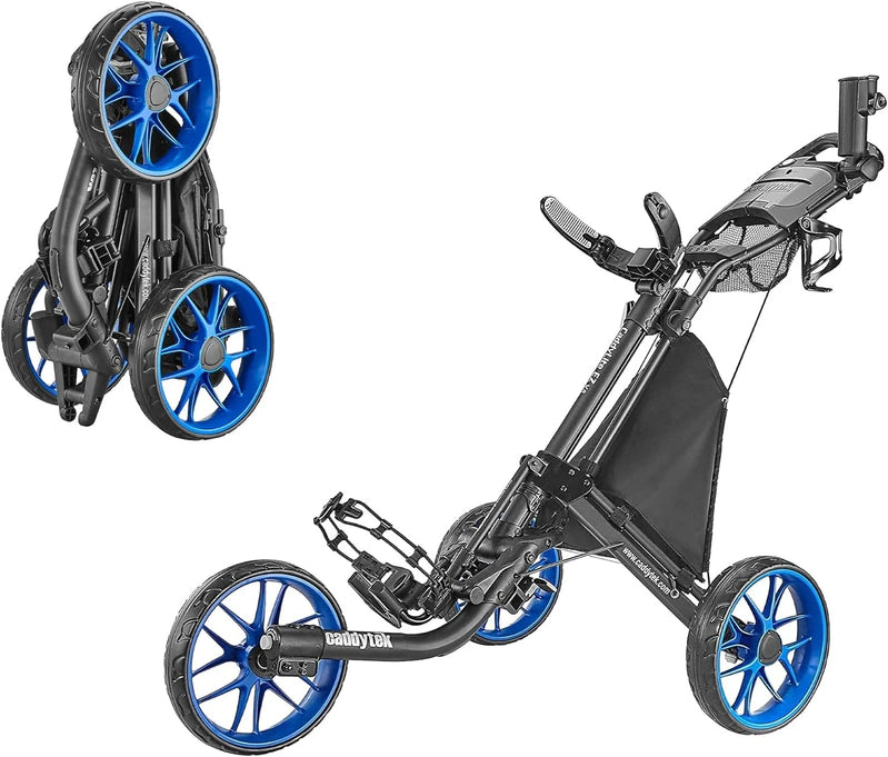 3Wheel Golf Push Cart, Golf Trolley Foldable Collapsible Lightweight Pushcart With Foot Brake, Easy To Open And Close