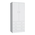 19 Modern Double-Door Armoire With 3 Drawers And 1 Hanging Rod For Bedroom