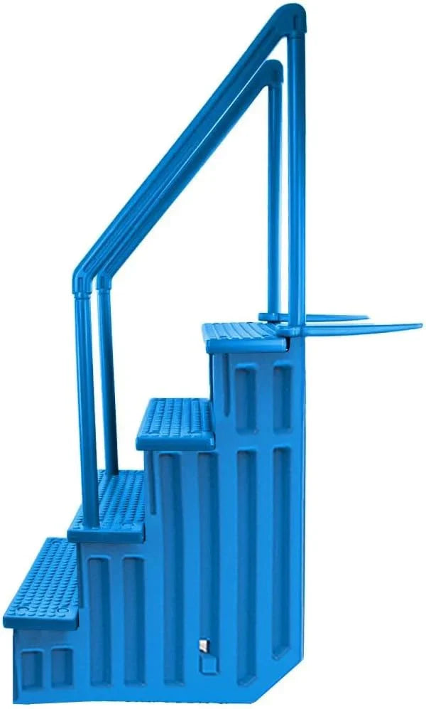 Non-Slip Entry Steps For Pools, Grey, For Above-Ground Pools, Can Be Installed On Terraces With A Height Of 122 To 137 Cm, Load Capacity Up To 136 Kg