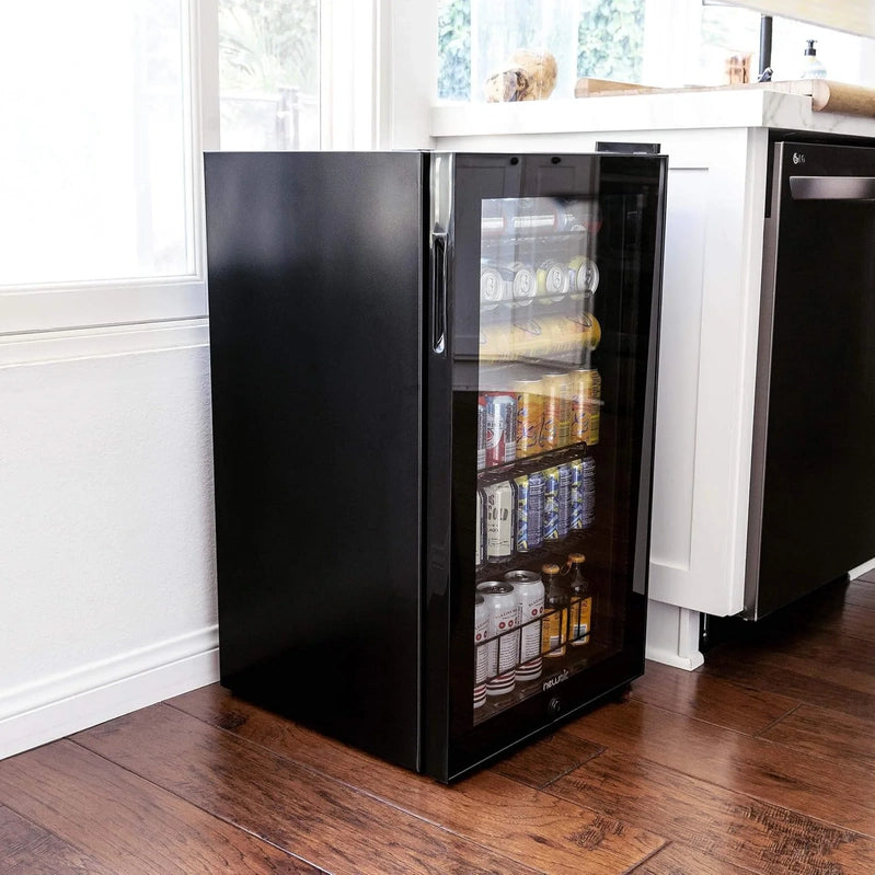 Beverage Refrigerator Cooler, 126 Cans Free Standing With Right Hinge Glass Door, Mini Fridge Beverage Organizer For Beer, Wine, Soda