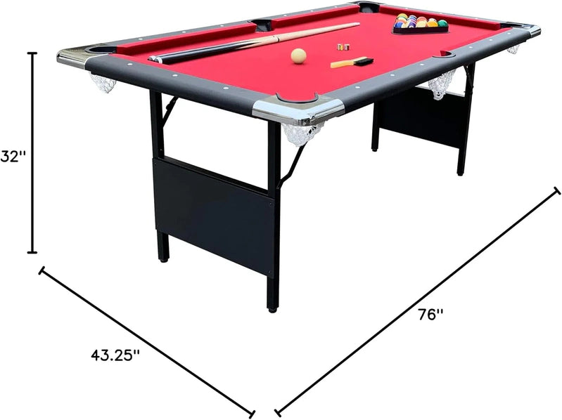 Hathaway Fairmont 6 Ft. Portable Pool Table, Adults Folding Billiards Tables For Game Room With Easy Foldable Storage