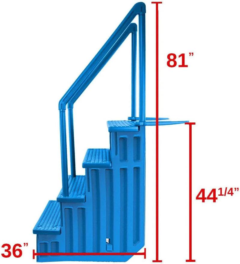 Select Anti-Slip in-Pool Steps, Gray, For Above Ground Swimming Pools, Can Mount To Decks 48 In. To 54 In. H, Safety Stairs Capacity Up To 300 Lbs