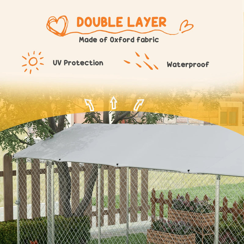 PawHut 19.7' x 7.5' x 7.5' Outdoor Dog Kennel With Waterproof Roof