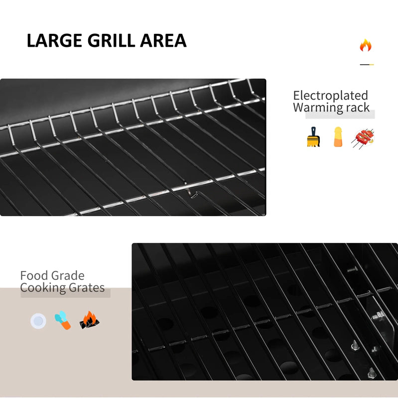 Outsunny Charcoal Bbq Grill, Outdoor Portable Cooker, Gray