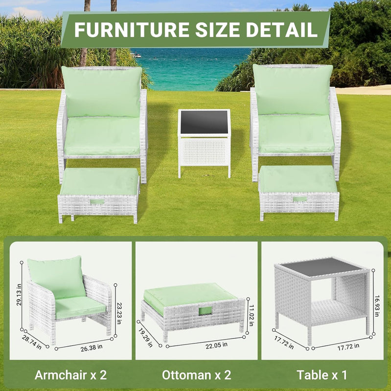 Leveleve Balcony Furniture 5 Piece Patio Conversation Set