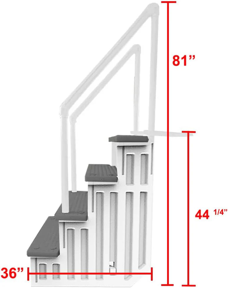 Select Anti-Slip in-Pool Steps, Gray, For Above Ground Swimming Pools, Can Mount To Decks 48 In. To 54 In. H, Safety Stairs Capacity Up To 300 Lbs