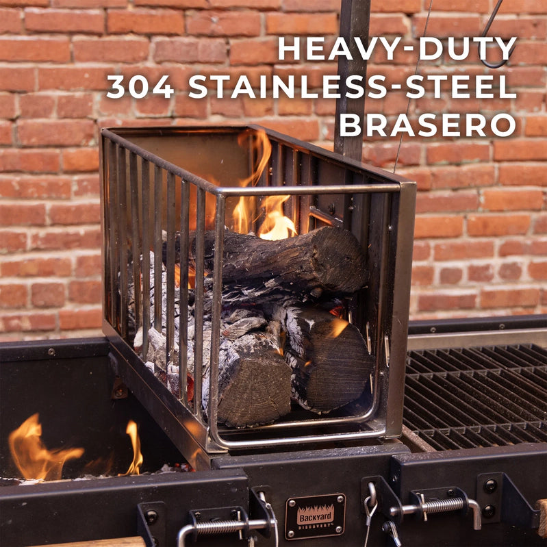 Backyard Discovery Argentine Santa Maria XL Wood Fire And Charcoal Steel Grill, Asado Clamp