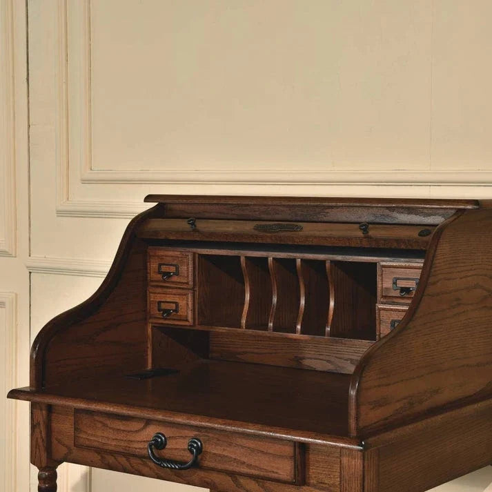 32 Mini Roll Top Desk w/USB Power Outlet, N/A