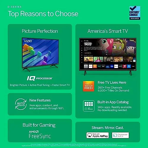 Vizio 40-inch D-Series Full HD 1080p Smart TV With Amd FreeSync, Apple AirPlay