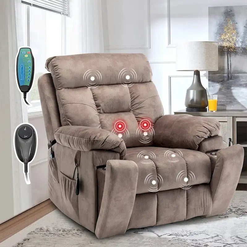 Large Electric Massage Lift Recliner With Heat, Hidden Cup Holder