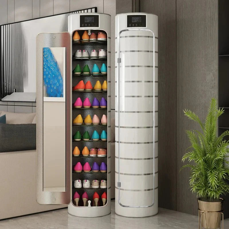 Large-Capacity Multi-Layer Rotating Disinfection Shoe Cabinet With Mirror Plus Deodorizer
