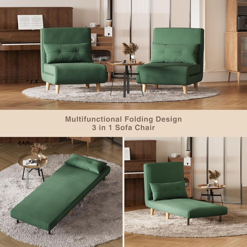 3-in-1 Sleeper Chair Bed Convertible Chair Bed Futon Sofa With Adjustable Backrest