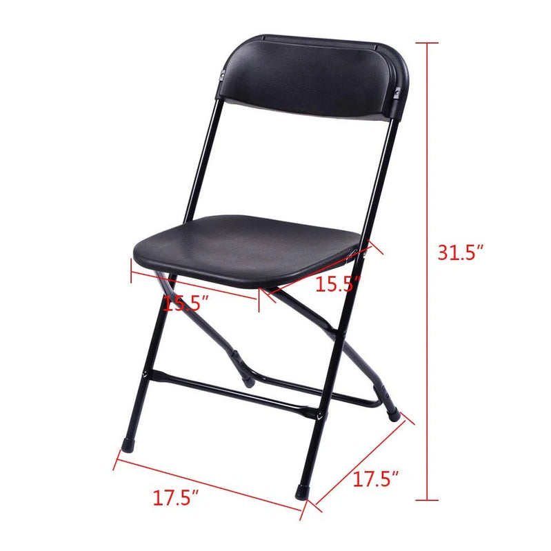 Ktaxon 6 Ft. White Folding Table And 10 Pack Folding Chairs Black, Plastic Table And Chair Set