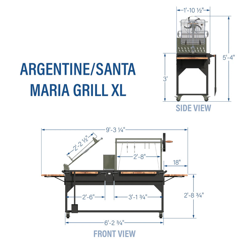 Backyard Discovery Argentine Santa Maria XL Wood Fire And Charcoal Steel Grill, Asado Clamp