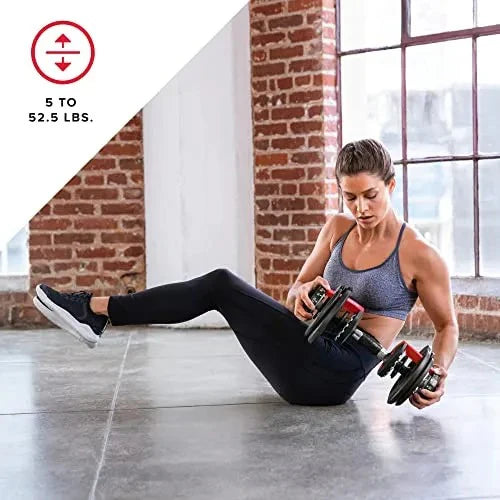 Bowflex SelectTech 552 Adjustable Dumbbells, Pair, 2.3C23.8 Kg, Space-Saving Home Fitness Equipment