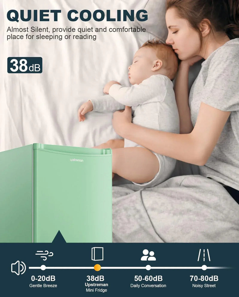 Upstreman 3.2 Cu. Ft. Mini Fridge Freezer Single Door Fridge Dorm Fridge Adjustable Thermostat