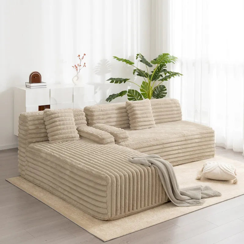 Cloud Sectional Sofa, Modern Upholstered Couch With 2 Throw Pillows, Free-Combined Sofa, Modular Sectional L Shaped Couch