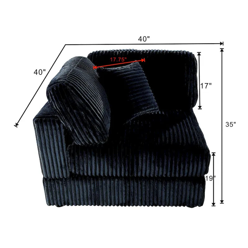 Oversized 6-Piece Corduroy Upholstered L-Shaped Modular Sectional Sofa, Diy Combination