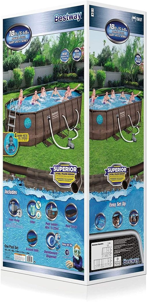 18 Ft. x 9 Ft. x 48 In. Swimming Pool Set With Pump And Maintenance Kit