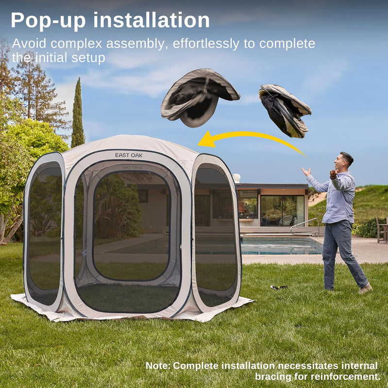 East Oak Screen House Tent Pop-Up Portable Screen Room Canopy Instant Screen Tent 10 x 10 Ft
