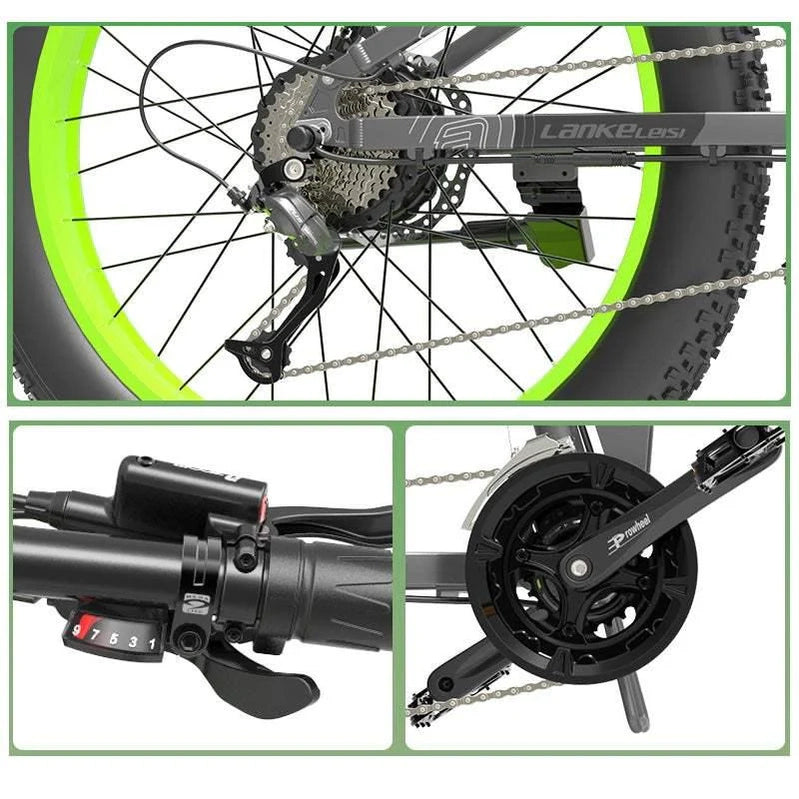Lankeleisi XT750 Plus 1000W 26 In. Fatbike Dual Crown Fork Foldable E-Mountain Bike 17.5Ah