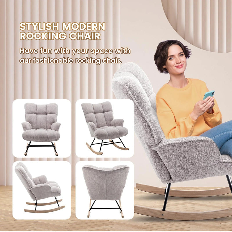 Saetsfeg Nursery Rocking Chair With High Backrest