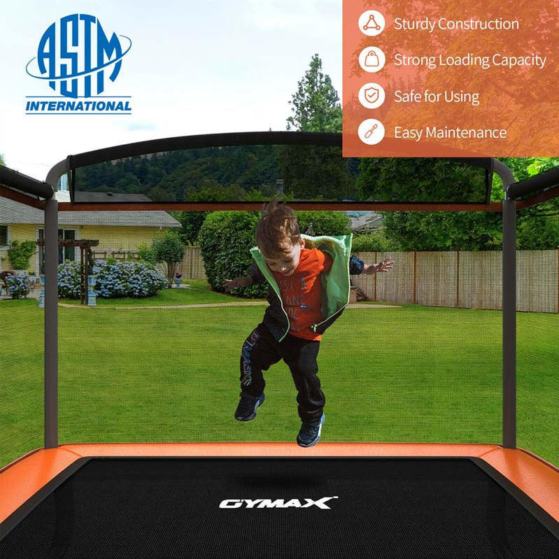 6 Ft. Kids Trampoline With Swing And Safety Fence, Astm Approved Toddler Rectangle Trampoline For 3-8 Year Old