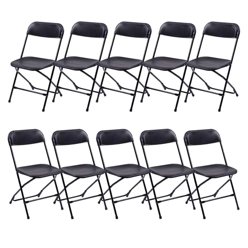 Ktaxon 6 Ft. White Folding Table And 10 Pack Folding Chairs Black, Plastic Table And Chair Set