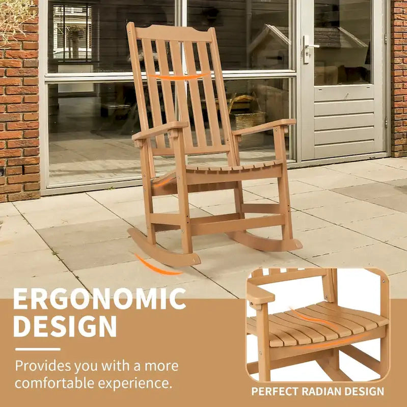 Vrakae 2 Pcs Patio All Weather Resistant High Back Rocking Chair