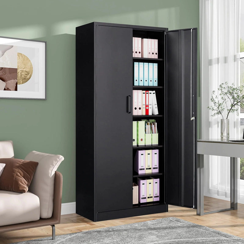 Sisesol 71 In. Metal Garage Storage Cabinet With 2 Doors