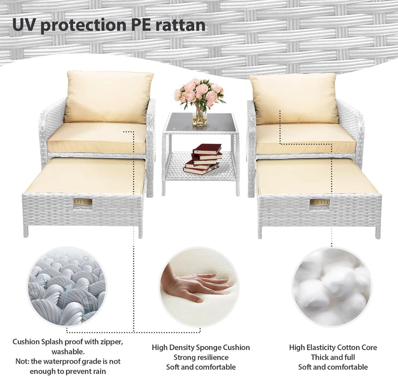 Leveleve Balcony Furniture 5 Piece Patio Conversation Set