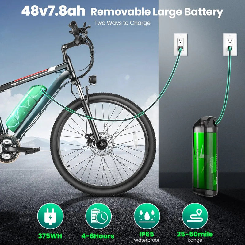 500W Electric Bike 26 In. Electric Bicycle For Adults With Cruise Control System Ebike