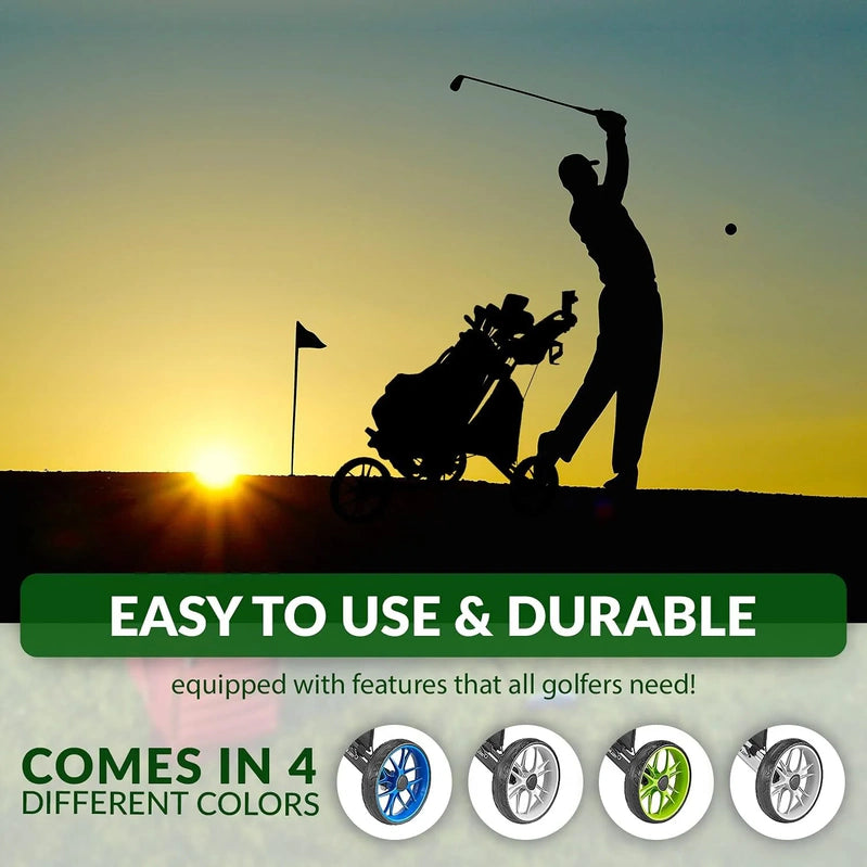 3Wheel Golf Push Cart, Golf Trolley Foldable Collapsible Lightweight Pushcart With Foot Brake, Easy To Open And Close
