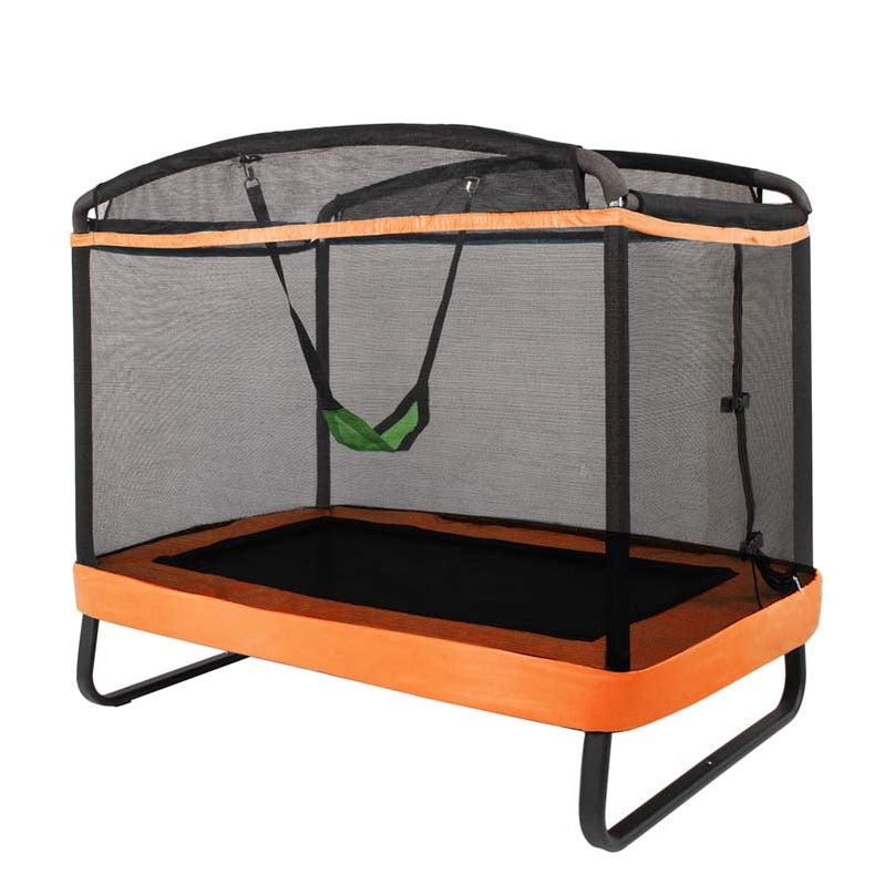 6 Ft. Kids Trampoline With Swing And Safety Fence, Astm Approved Toddler Rectangle Trampoline For 3-8 Year Old