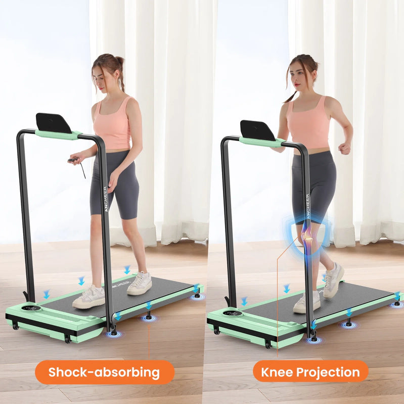 Ancheer Portable Folding Walking Pad 300lb, 7.5 MPH Under Desk Treadmill With Remote Control And LED Display