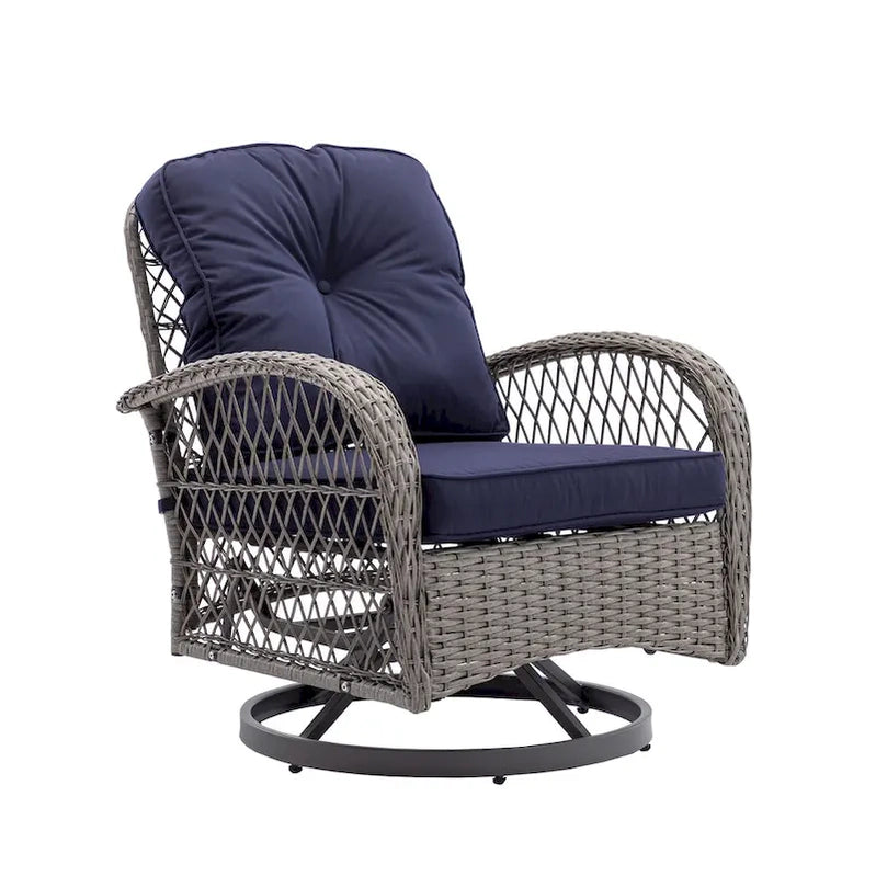 3 Pieces Outdoor Swivel Rocker Patio Chairs, 360 Degree Rocking Patio Conversation Set