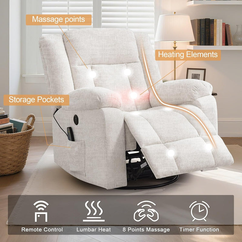 Rocker Recliner Glider Recliner Chairs For Adults 360 Degree Swivel Rocking Chair
