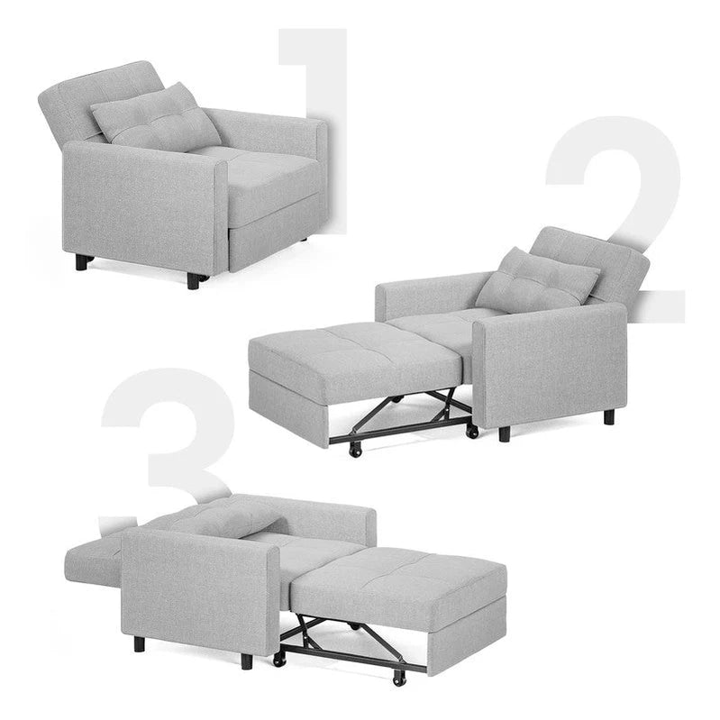 3-in-1 Adjustable Sleeper Sofa Bed, Pull Out Chair Sofa, Convertible Folding Bed For Living Room