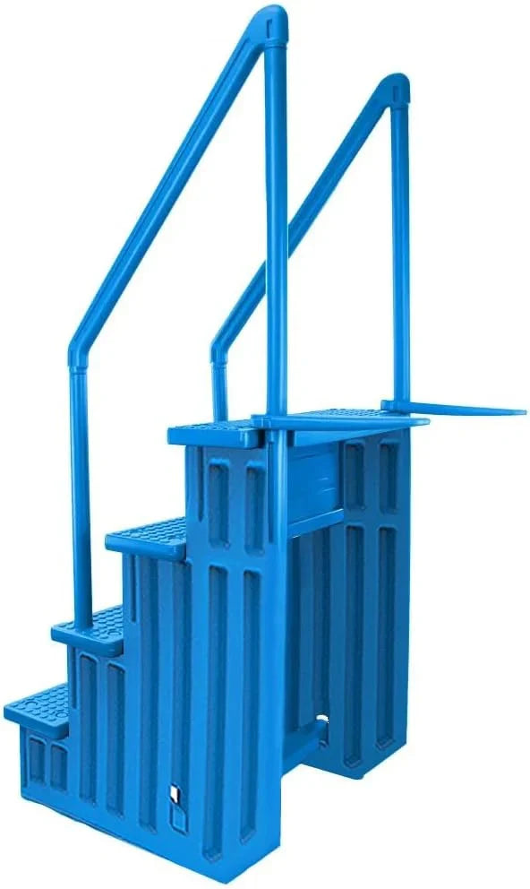Non-Slip Entry Steps For Pools, Grey, For Above-Ground Pools, Can Be Installed On Terraces With A Height Of 122 To 137 Cm, Load Capacity Up To 136 Kg