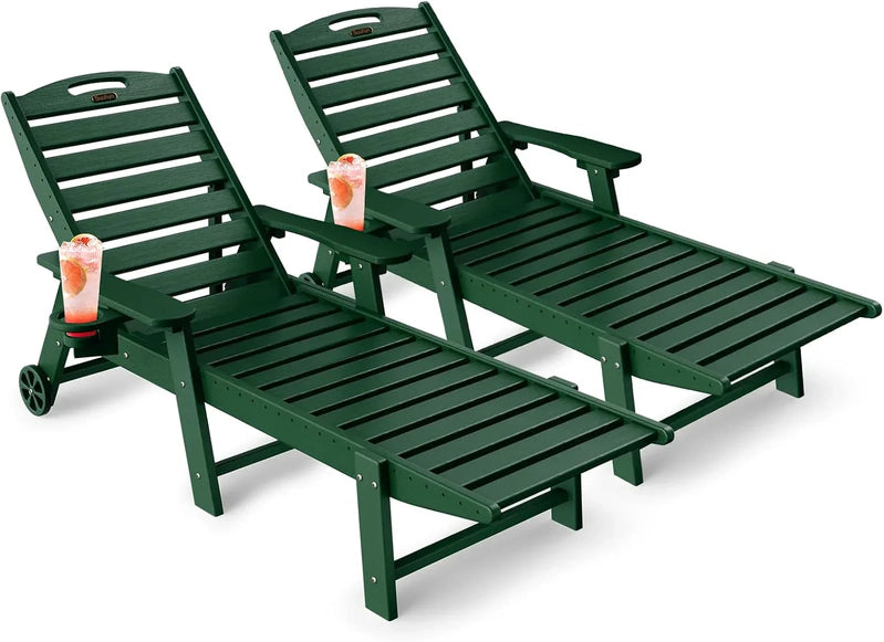 Lounge Chair Outdoor, Chaise Lounge, HDPE 6-Position Outdoor Chaise Lounge